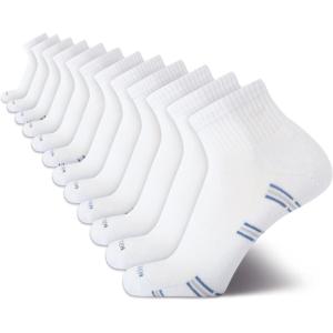 Van Heusen Mens Quarter Socks – 12 Pack Soft Stretch Moisture Wicking Cushioned Athletic Ankle Socks for Men(Off-white)