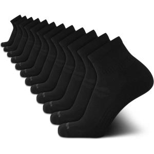 Van Heusen Mens Quarter Socks – 12 Pack Soft Stretch Moisture Wicking Cushioned Athletic Ankle Socks for Men(Solid Black)