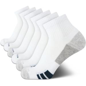 Van Heusen Mens Quarter Socks – 6 Pack Soft Stretch Moisture Wicking Cushioned Athletic Ankle Socks for Men(Assorted White)