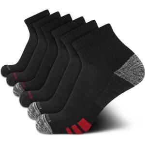 Van Heusen Mens Quarter Socks – 6 Pack Soft Stretch Moisture Wicking Cushioned Athletic Ankle Socks for Men(Coal Black)