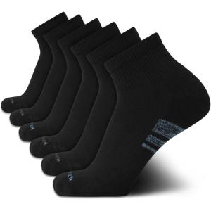 Van Heusen Mens Quarter Socks – 6 Pack Soft Stretch Moisture Wicking Cushioned Athletic Ankle Socks for Men(Dark Black)