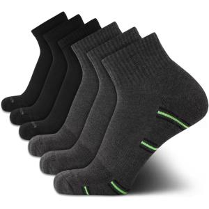 Van Heusen Mens Quarter Socks – 6 Pack Soft Stretch Moisture Wicking Cushioned Athletic Ankle Socks for Men(Grey Heather/Black)