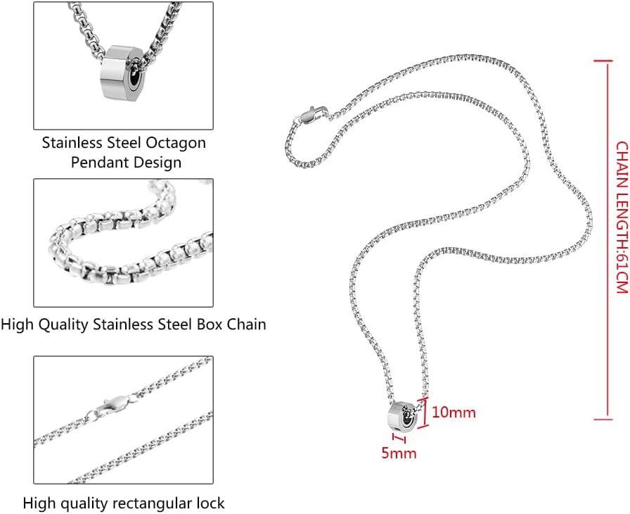 imageVan Heusen Mens Stainless Steel Octagon Ring Necklace with 24 Box ChainSilver
