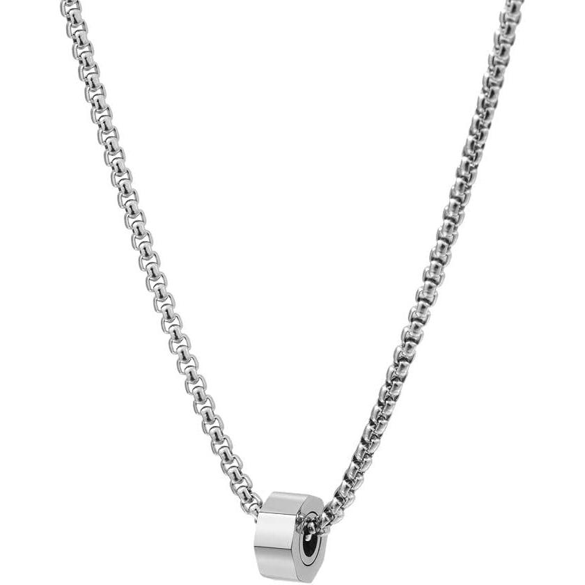 imageVan Heusen Mens Stainless Steel Octagon Ring Necklace with 24 Box ChainSilver