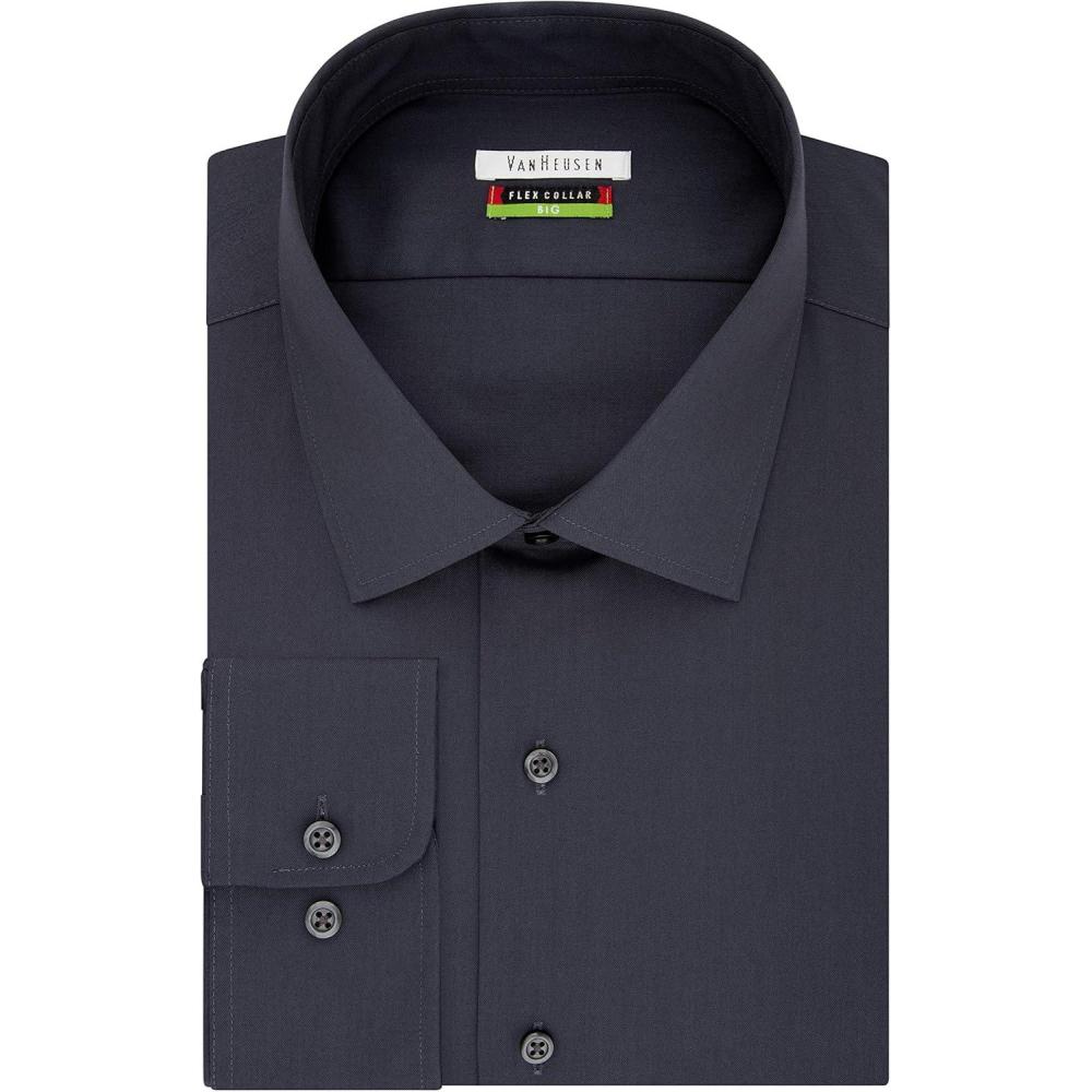 imageVan Heusen Mens BIG FIT Dress Shirts Flex Collar Solid Big and TallCharcoal