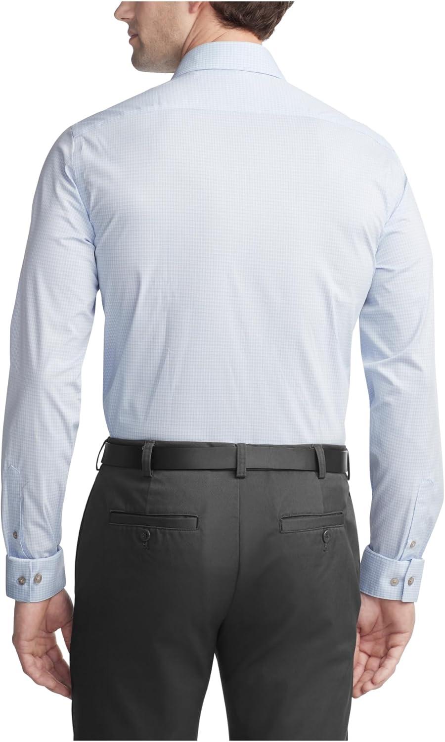 imageVan Heusen Mens Dress Shirt Slim Fit Ultra Wrinkle Free Flex Collar StretchBlue Haze