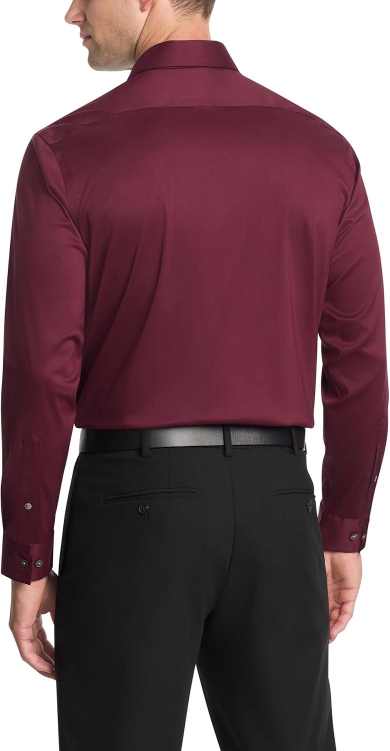 imageVan Heusen Mens Dress Shirt Slim Fit Ultra Wrinkle Free Flex Collar StretchBurgundy