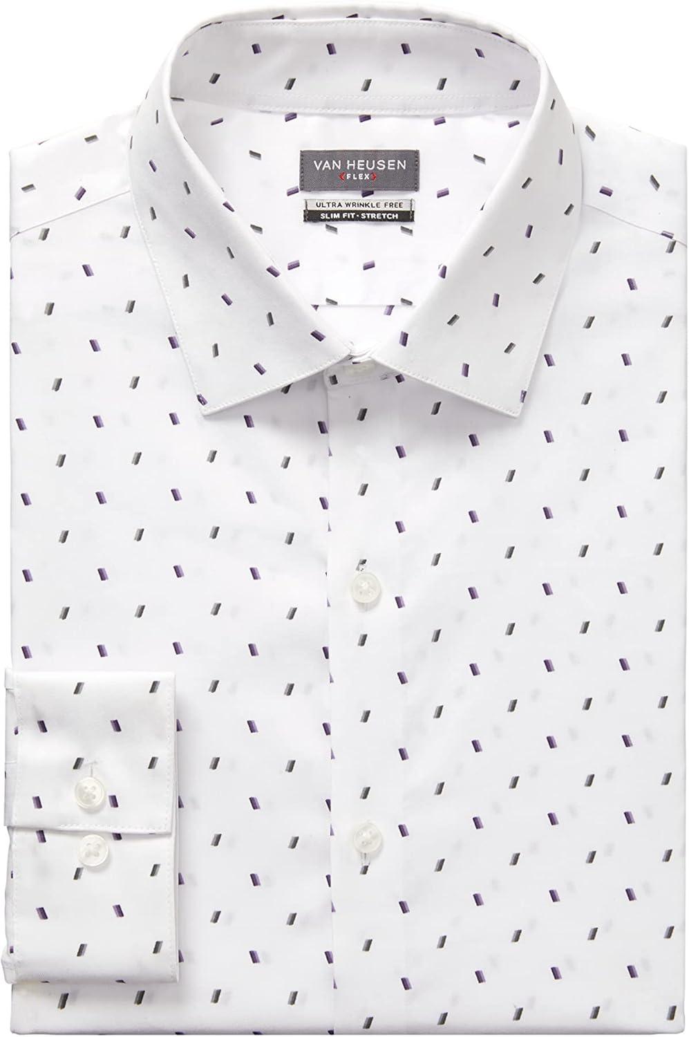 imageVan Heusen Mens Dress Shirt Slim Fit Ultra Wrinkle Free Flex Collar StretchConcord