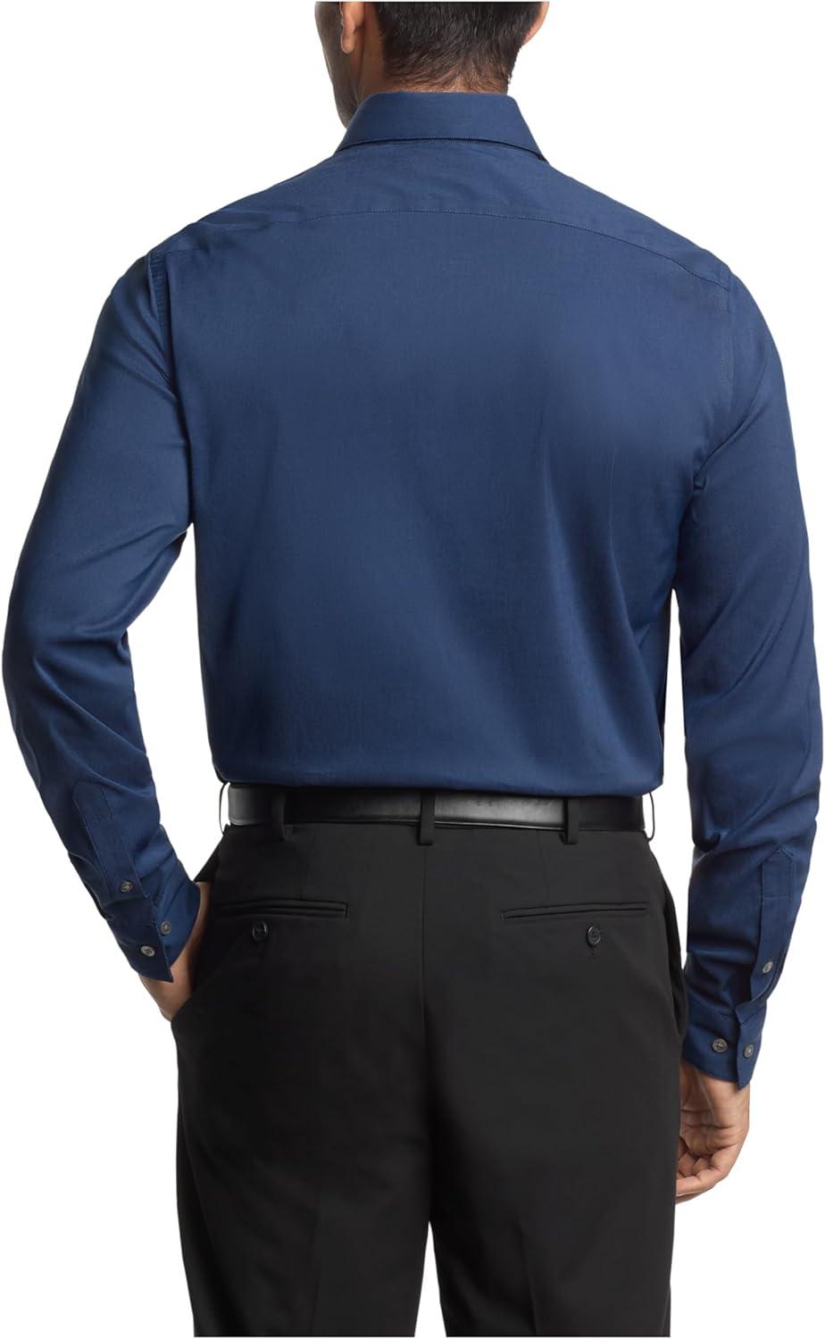 imageVan Heusen Mens Dress Shirt Slim Fit Ultra Wrinkle Free Flex Collar StretchDeep Navy
