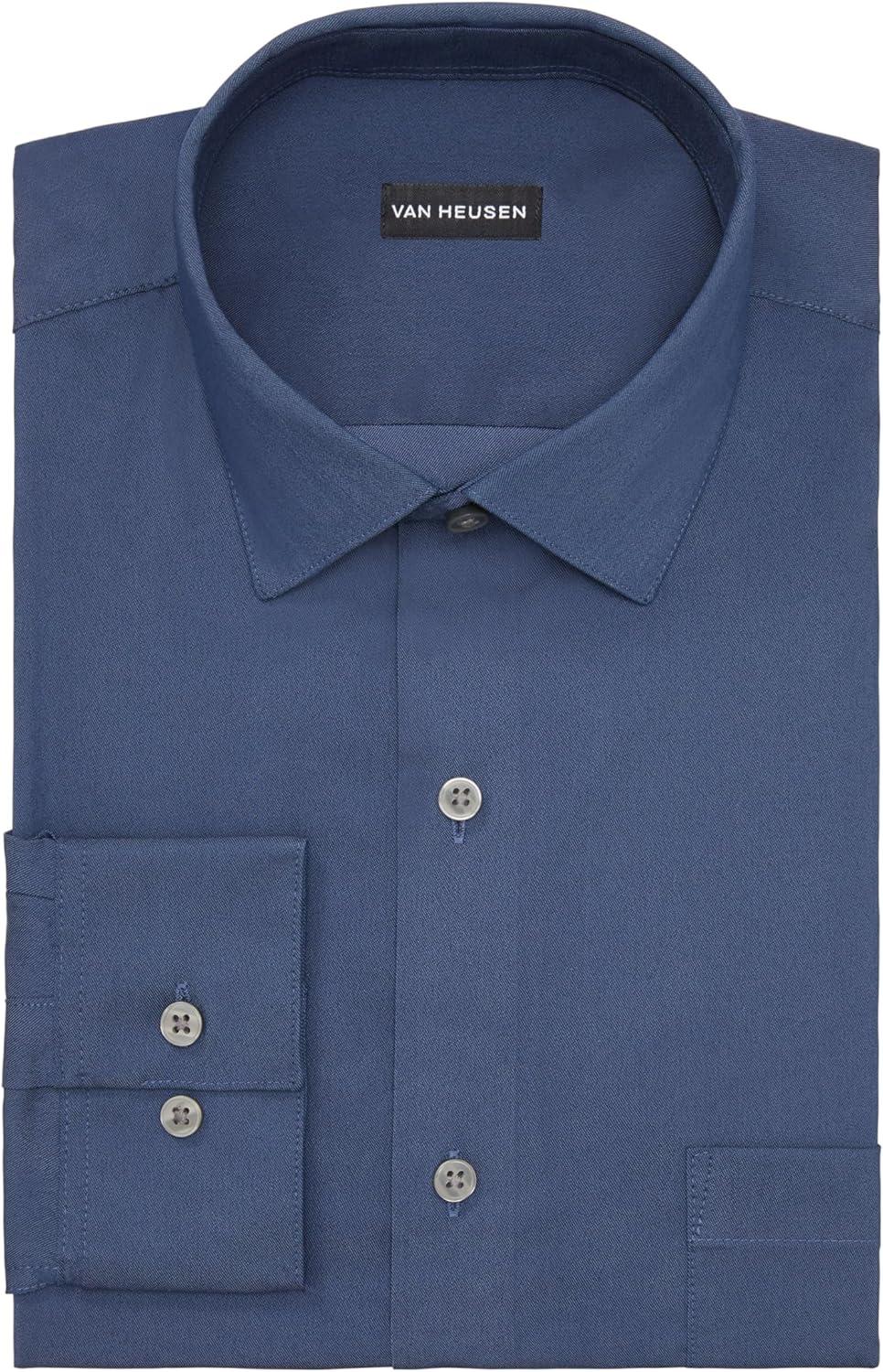 imageVan Heusen Mens Dress Shirt Slim Fit Ultra Wrinkle Free Flex Collar StretchDeep Navy