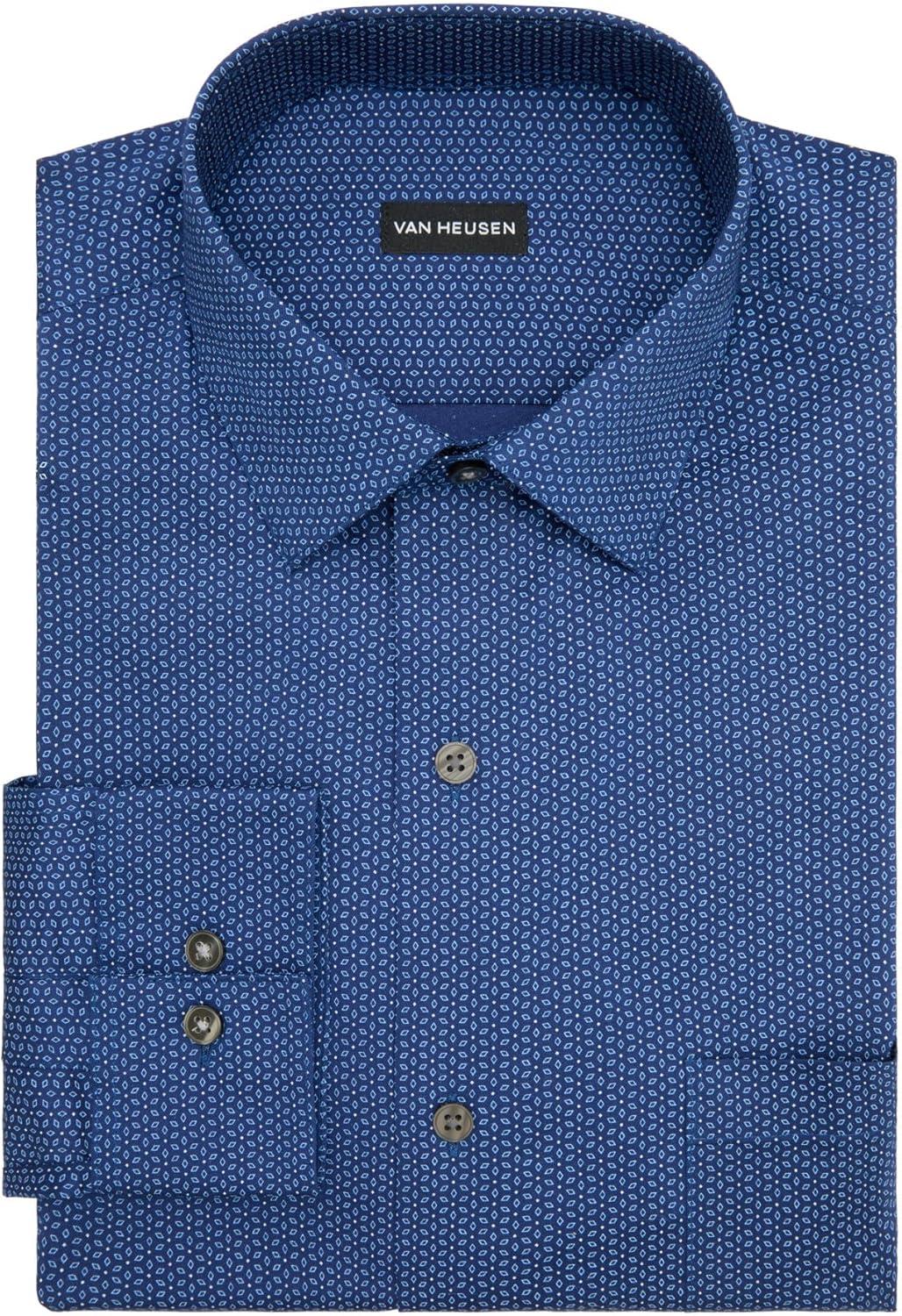 imageVan Heusen Mens Dress Shirt Slim Fit Ultra Wrinkle Free Flex Collar StretchNavy Sky