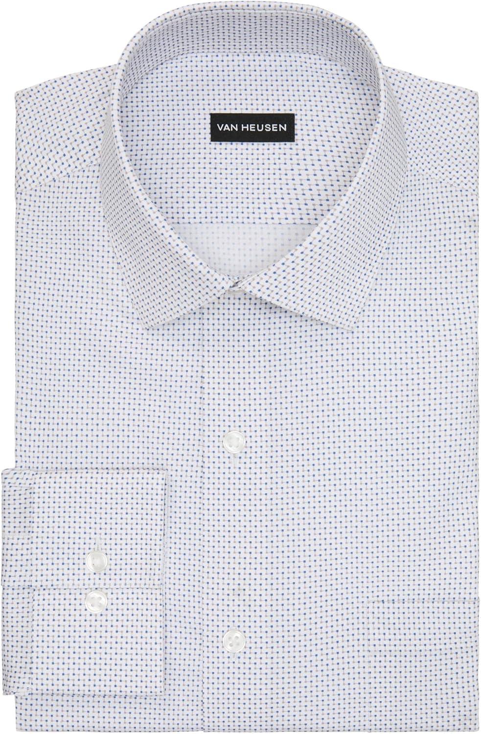 imageVan Heusen Mens Dress Shirt Slim Fit Ultra Wrinkle Free Flex Collar StretchTaupe Navy