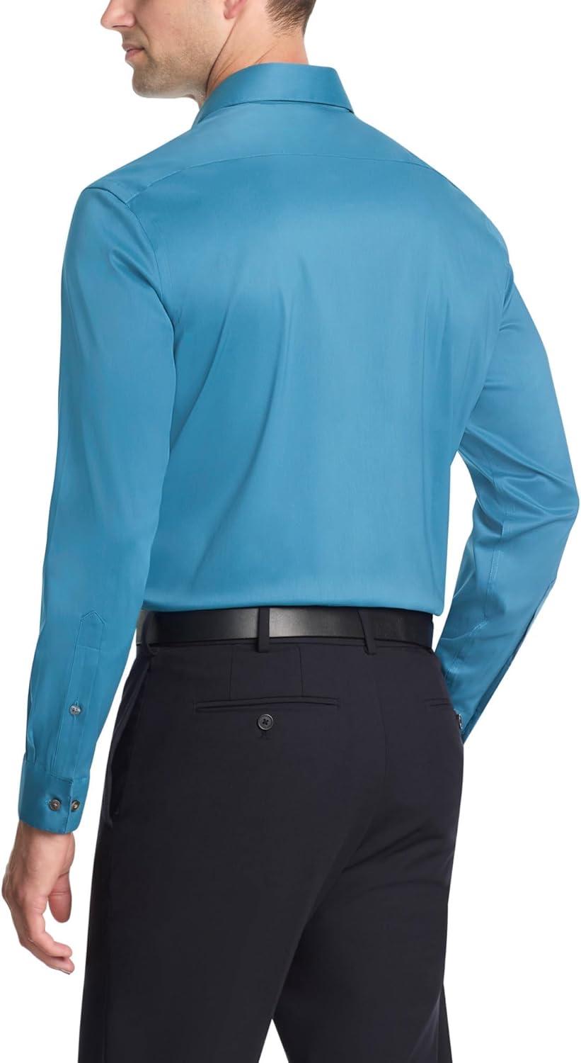 imageVan Heusen Mens Dress Shirt Slim Fit Ultra Wrinkle Free Flex Collar StretchTeal