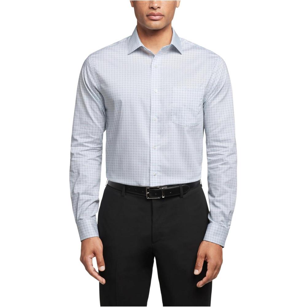 imageVan Heusen Mens Dress Shirt Slim Fit Ultra Wrinkle Free Flex Collar StretchBlue Multi