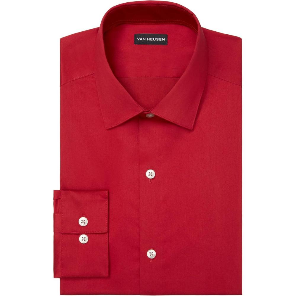 imageVan Heusen Mens Dress Shirt Slim Fit Ultra Wrinkle Free Flex Collar StretchDark Garnet