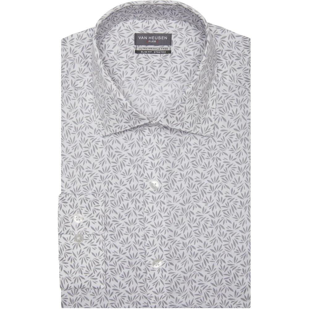 imageVan Heusen Mens Dress Shirt Slim Fit Ultra Wrinkle Free Flex Collar StretchHeather