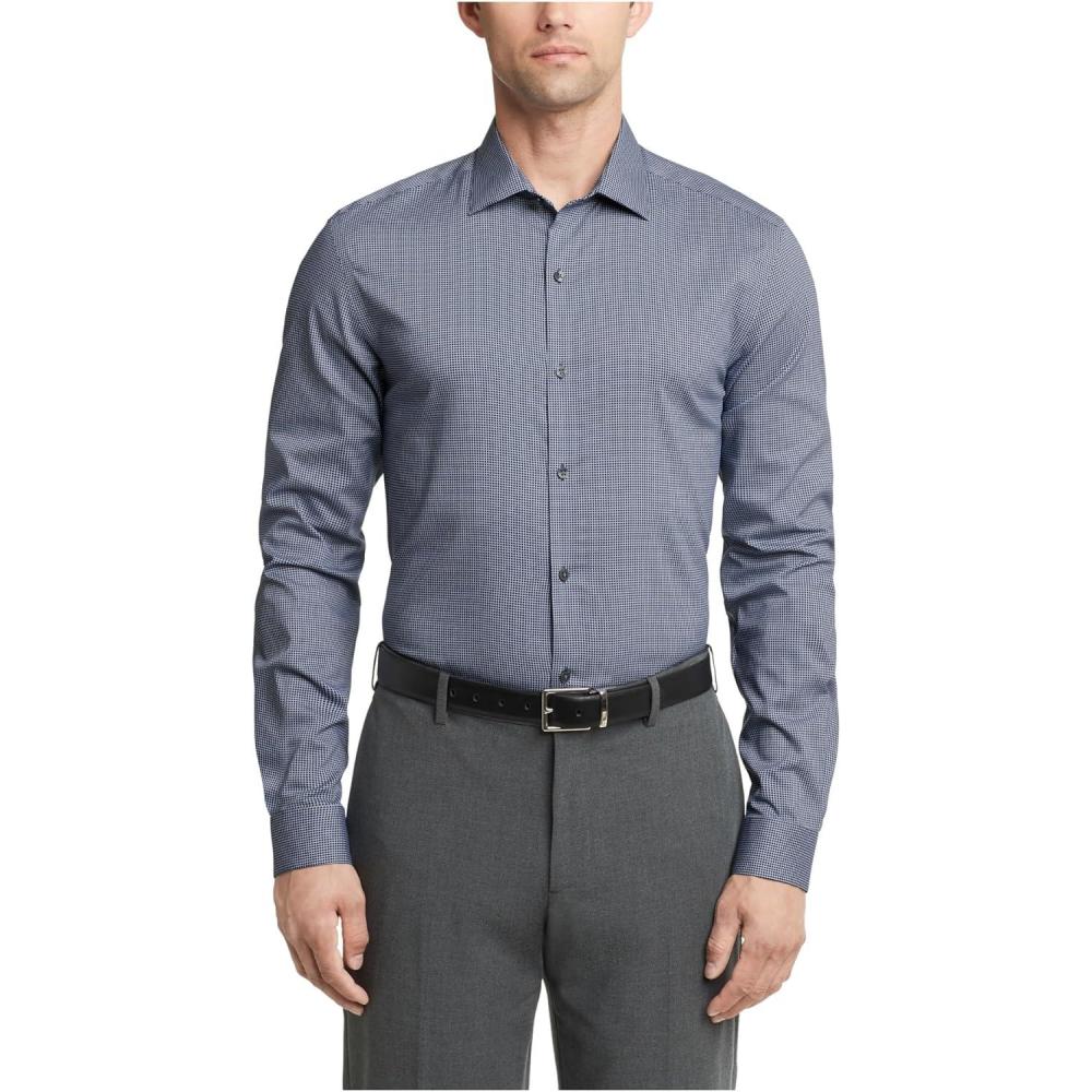 imageVan Heusen Mens Dress Shirt Slim Fit Ultra Wrinkle Free Flex Collar StretchStar Ocean