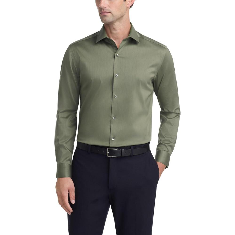 imageVan Heusen Mens Dress Shirt Slim Fit Ultra Wrinkle Free Flex Collar StretchThyme