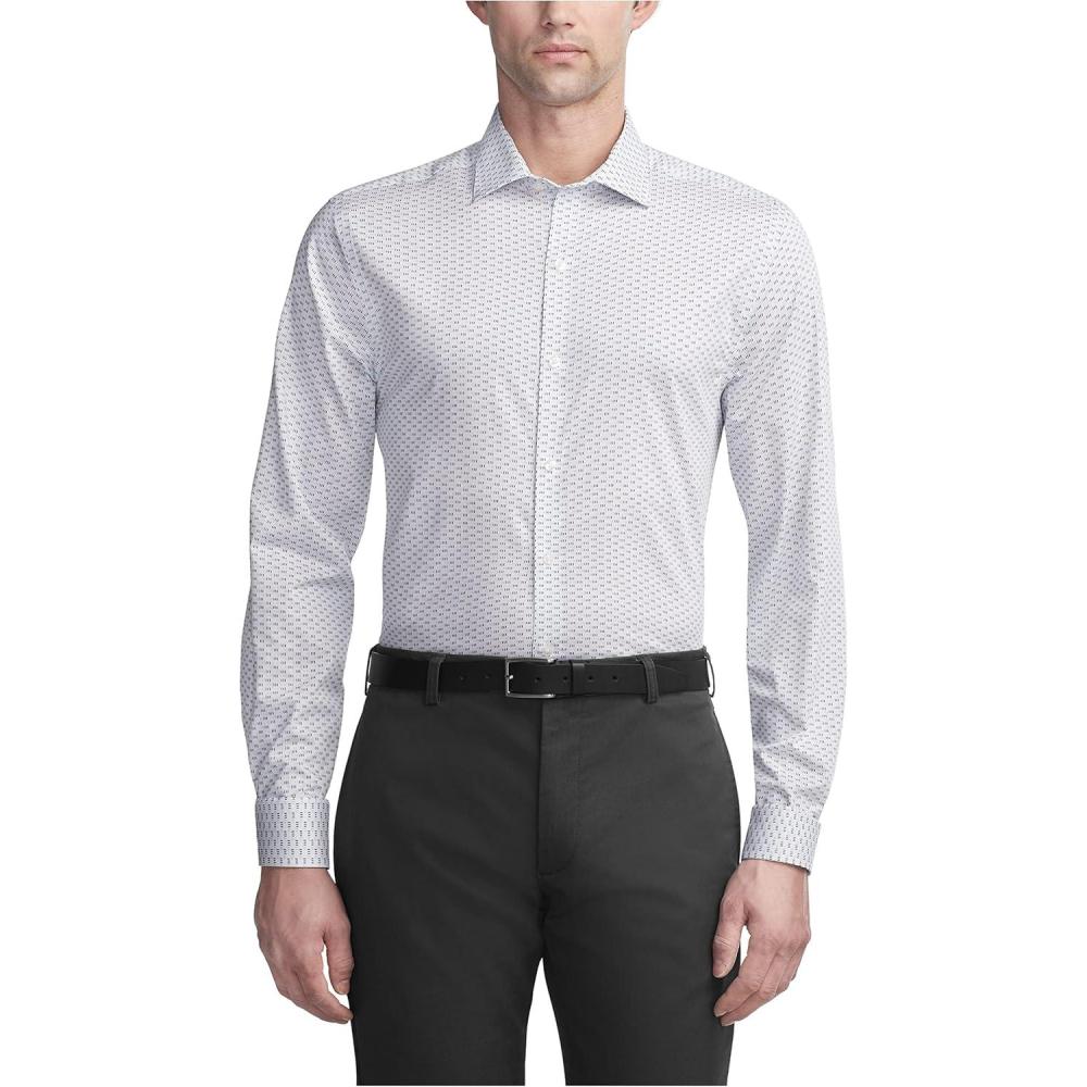 imageVan Heusen Mens Dress Shirt Slim Fit Ultra Wrinkle Free Flex Collar StretchWater