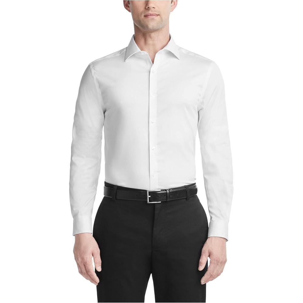imageVan Heusen Mens Dress Shirt Slim Fit Ultra Wrinkle Free Flex Collar StretchWhite