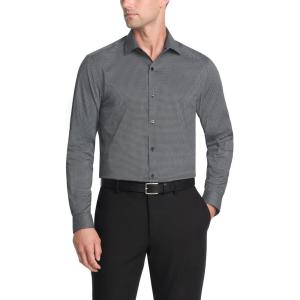 Van Heusen Men’s Dress Shirt Slim Fit Ultra Wrinkle Free Flex Collar Stretch(Black Print)