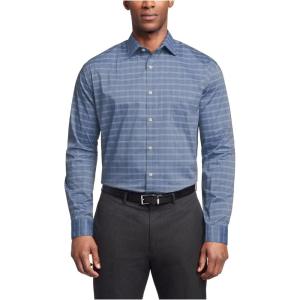 Van Heusen Men’s Dress Shirt Slim Fit Ultra Wrinkle Free Flex Collar Stretch(Navy)