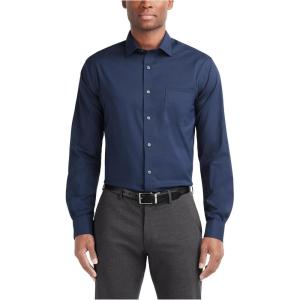 Van Heusen Men’s Dress Shirt Slim Fit Ultra Wrinkle Free Flex Collar Stretch(Navy Depths)