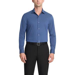 Van Heusen Men’s Dress Shirt Slim Fit Ultra Wrinkle Free Flex Collar Stretch(Navy Sky)