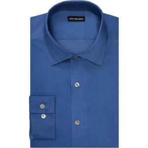 Van Heusen Men’s Dress Shirt Slim Fit Ultra Wrinkle Free Flex Collar Stretch(Smokey Blue)