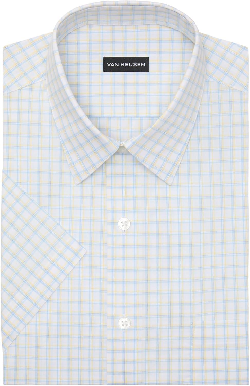 imageVan Heusen Mens TALL FIT Short Sleeve Dress Shirts Poplin Solid Big and TallBlue Yellow