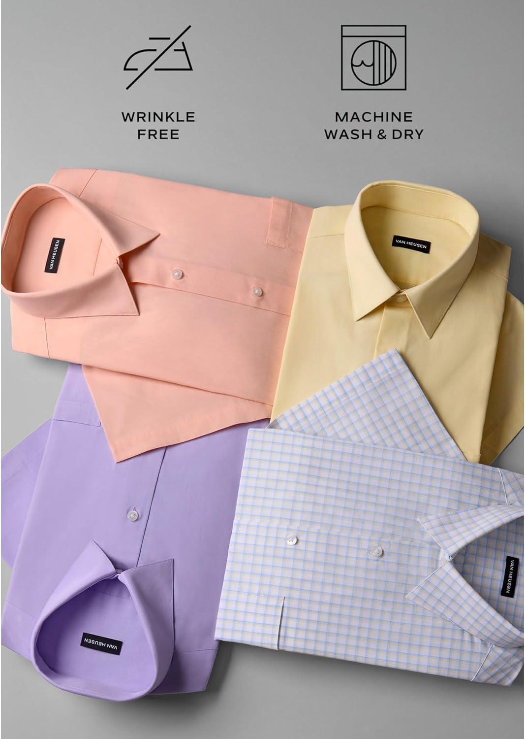 imageVan Heusen Mens TALL FIT Short Sleeve Dress Shirts Poplin Solid Big and TallLavender