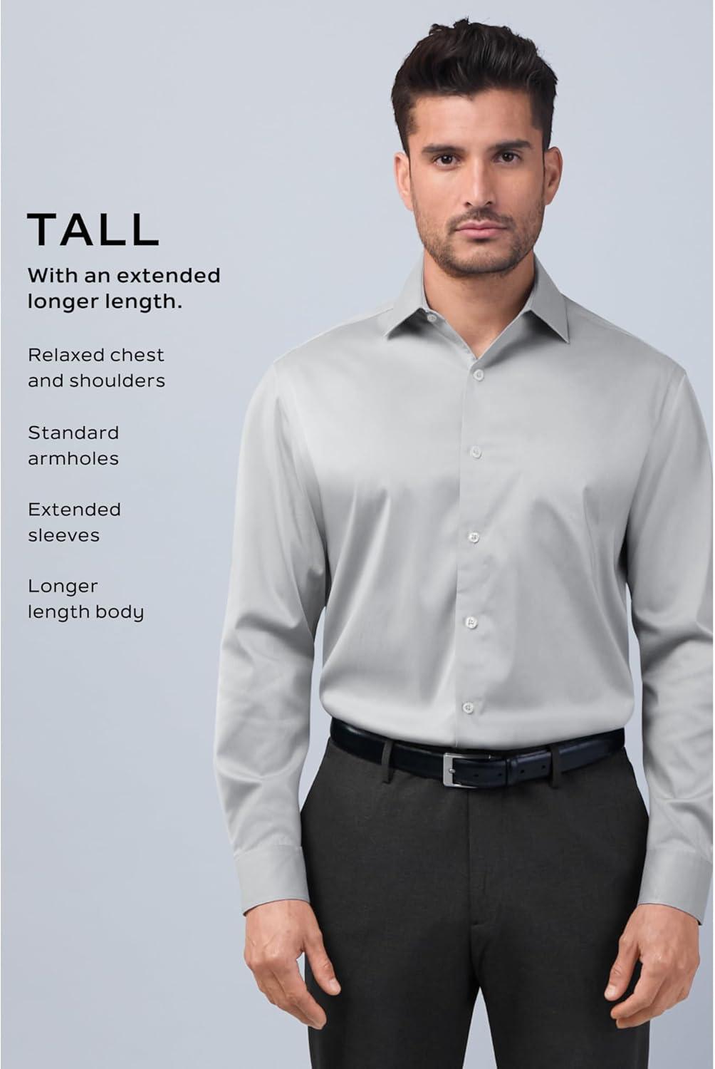 imageVan Heusen Mens TALL FIT Short Sleeve Dress Shirts Poplin Solid Big and TallLavender