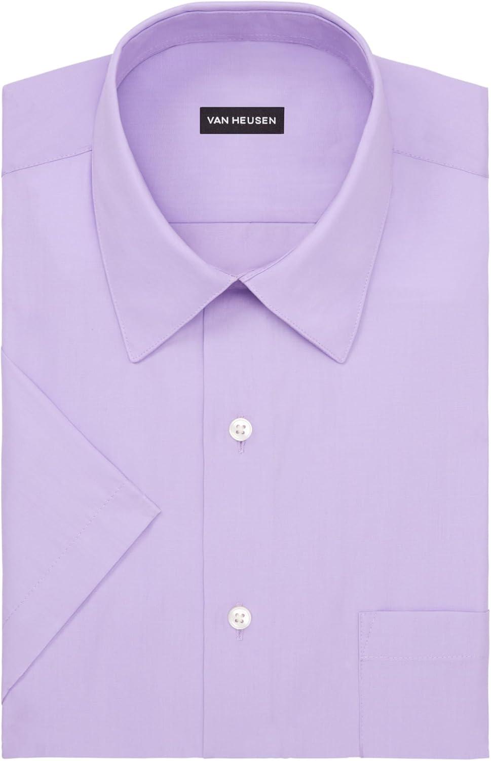 imageVan Heusen Mens TALL FIT Short Sleeve Dress Shirts Poplin Solid Big and TallLavender
