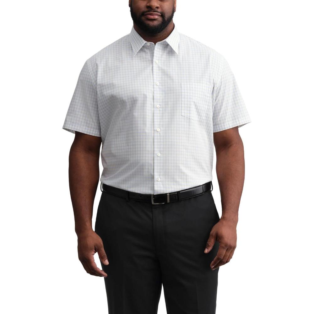 imageVan Heusen Mens TALL FIT Short Sleeve Dress Shirts Poplin Solid Big and TallBlue Yellow