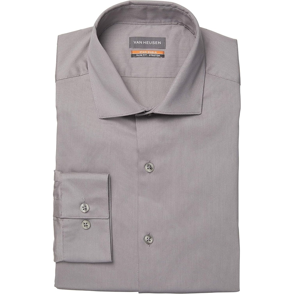 image:imageVan Heusen Mens Dress Shirt Slim Fit Stain Shield StretchOld Steel