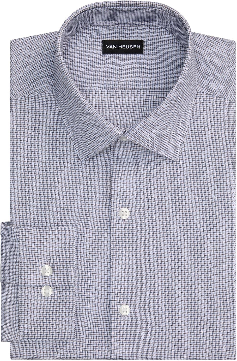 image:imageVan Heusen Mens Dress Shirt Slim Fit Ultra Wrinkle Free Flex Collar StretchBrown Cobalt Check