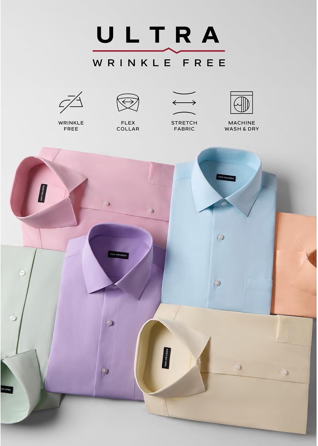 image:imageVan Heusen Mens Dress Shirt Slim Fit Ultra Wrinkle Free Flex Collar StretchCream