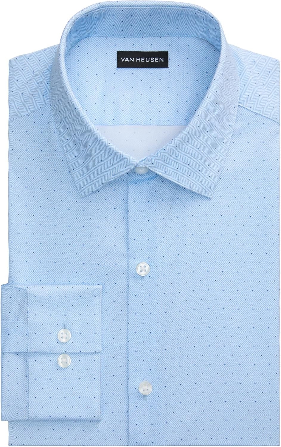 image:imageVan Heusen Mens Dress Shirt Slim Fit Ultra Wrinkle Free Flex Collar StretchLake Blue Print