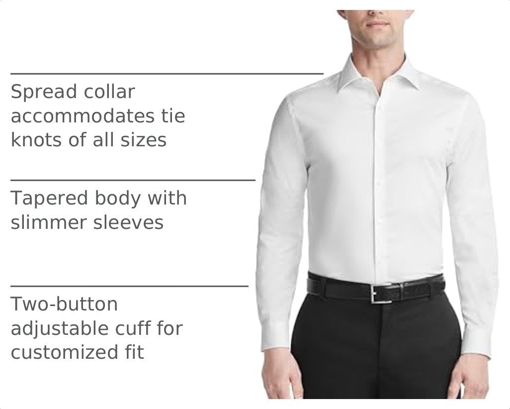 image:imageVan Heusen Mens Dress Shirt Slim Fit Ultra Wrinkle Free Flex Collar StretchWhite Wash