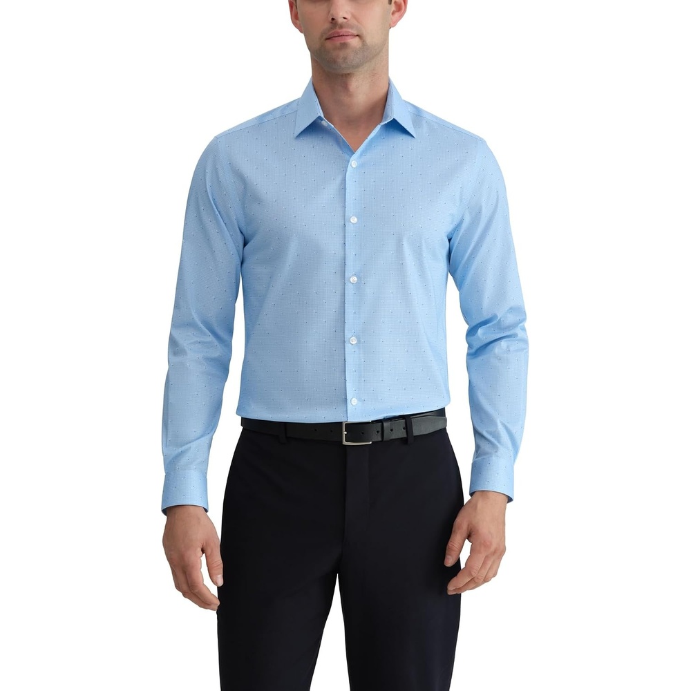 image:imageVan Heusen Mens Dress Shirt Slim Fit Ultra Wrinkle Free Flex Collar StretchLake Blue Print