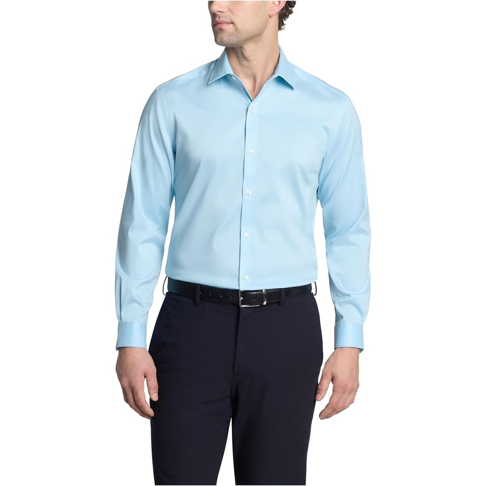 image:imageVan Heusen Mens Dress Shirt Slim Fit Ultra Wrinkle Free Flex Collar StretchSea Blue