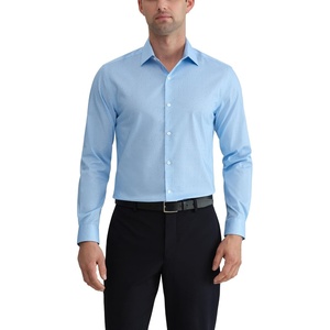 Van Heusen Men’s Dress Shirt Slim Fit Ultra Wrinkle Free Flex Collar Stretch(Lake Blue Print)