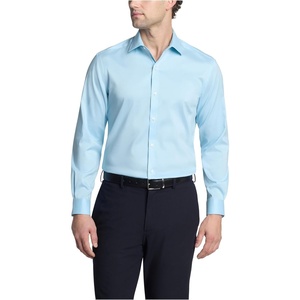 Van Heusen Men’s Dress Shirt Slim Fit Ultra Wrinkle Free Flex Collar Stretch(Sea Blue)